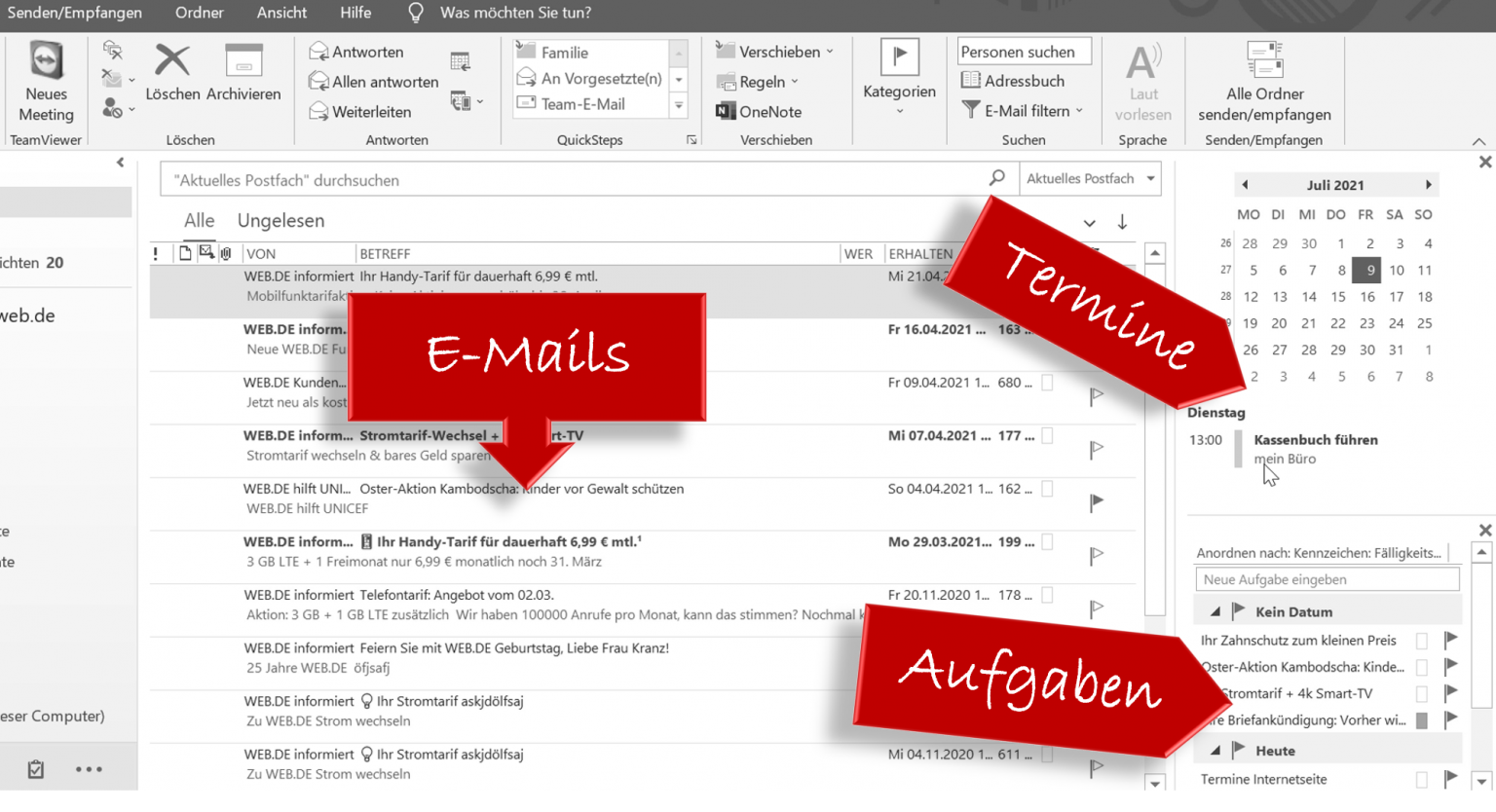 Wie Sie in Outlook Mails, Aufgaben und Termine im Blick behalten - 123effizientdabei - Mehr 